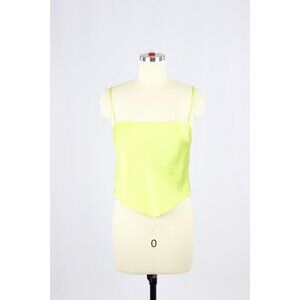 NWOT Aritzia SUNDAY BEST Elektra Green Satin Tie Back Cropped Tank Top, Size M